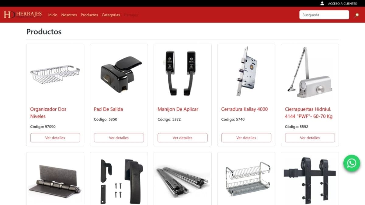 Captura del proyecto Herrajes Distribuidora